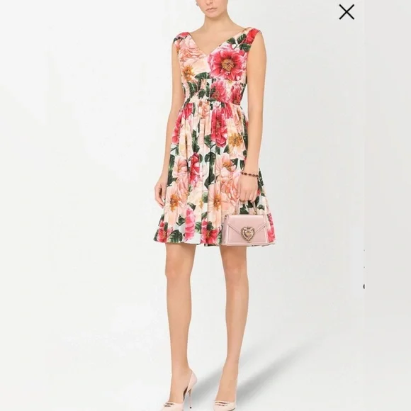 Dolce & Gabanna Floral V-Neck Cotton Sundress - Picture 3 of 14